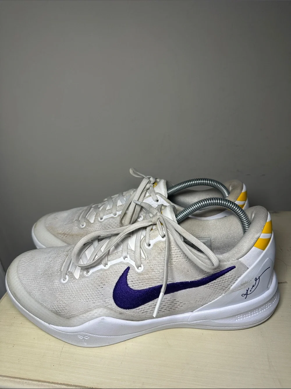 Nike Kobe 8 Protro Lakers Home White with purple Low-Top basketball Sneakers